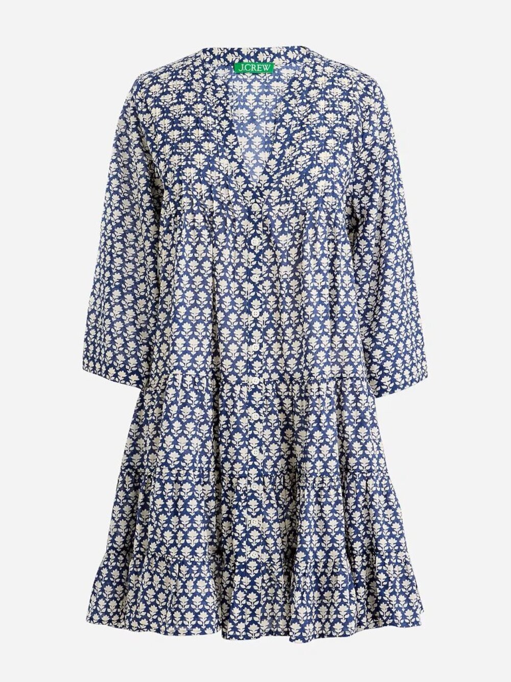 J Crew Cotton Voile Button-Front Cover-Up Dress Porter Blue Stamp Floral 2023 XL